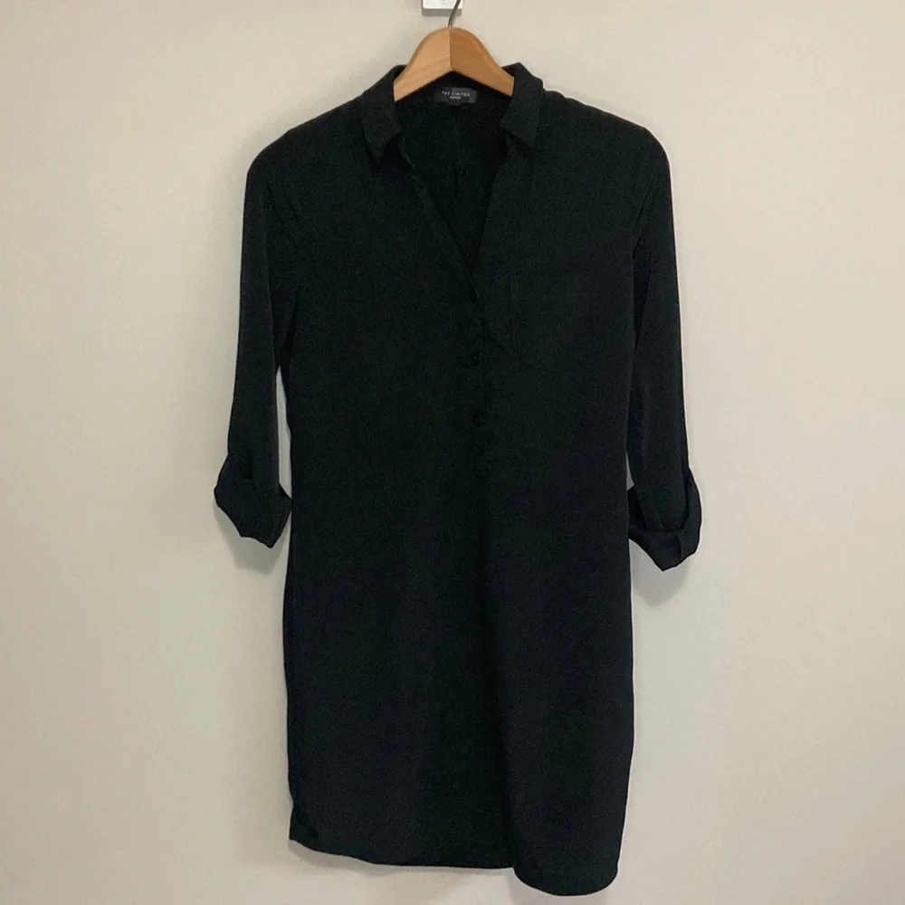 The Limited Ashton Dress, Black button down, size small, v-neck - Picture 2 of 6